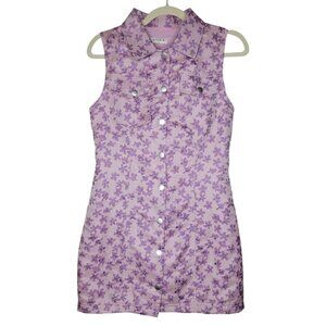 Storia Mini Shirt Dress Lavender Purple Embroidered Shimmer Sz M Fairy Pixie